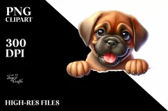 Cute Enthusiastic Mastiff Baby Smiling Watercolor Flower | Product Image 3