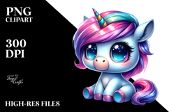 Cute Sitting Unicorn with Expressive Face PNG Product Image 2