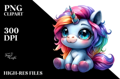 Cute Unicorn Jumping in Funny Style PNG Product Image 2