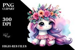 Cute Unicorn Floral Wreath PNG Product Image 2