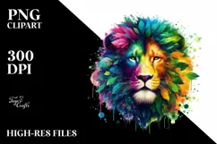 Abstract Vibrant Watercolor Lion PNG Product Image 3