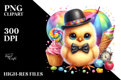 Crazy Cute Chicken with Bowtie PNG Product Image 2