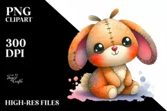 Smiling Cute Baby Rabbit Watercolor Clipart Product Image 1