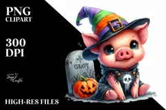 Cute Baby Pig Watercolor for Halloween Product Image 3