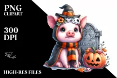 Cute Baby Pig Watercolor for Halloween Product Image 3