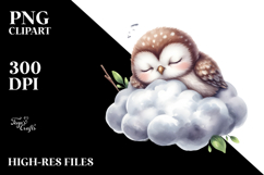 Sleeping Baby Owl Summer Sticker Clipart Product Image 2