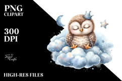 Sleeping Baby Owl Summer Sticker Clipart Product Image 2