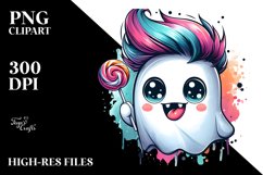 Funny Adorable Ghost with Lollipop PNG Product Image 2