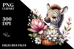 Whimsical Baby Zebra with Flower Basket | Magnolia Bouquet Product Image 3