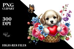 Colorful Digital Baby Puppy with Big Heart PNG Product Image 2