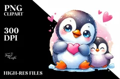 Cute Smiling Penguin Love Sign | Sublimation Clipart Product Image 1