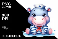 Vibrant Cute Hippo Sailor Suit Clipart Product Image 4