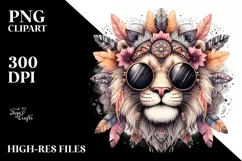 Funny Lion Smiling Sunglasses | Sublimation Clipart Product Image 1