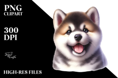Happy Akita Puppy PNG Product Image 2