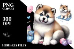 Happy Akita Puppy PNG Product Image 2