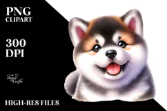 Happy Akita Puppy PNG Product Image 2