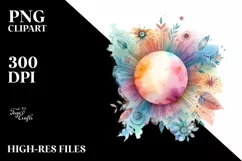 colorful Pastel Sun Watercolor Flower | Sublimation | Product Image 3