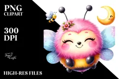 Happy Baby Bee on the Moon, Transparent PNG Product Image 2
