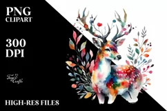 colorful Deer Forest Watercolor Flower | Sublimation | Product Image 3