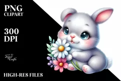 Colorful Babies Watercolor Rabbit | Sublimation | Clipart Product Image 1