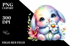 Colorful Babies Watercolor Rabbit | Sublimation | Clipart Product Image 1