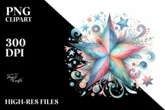 Colorful Star, Watercolor | Clipart Product Image 1
