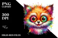 Colorful Layered Fox | Watercolor Cute Clipart Product Image 1