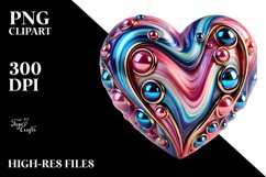 Glossy Marble Heart with Metallic Insertions, PNG Product Image 2