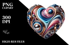 Glossy Marble Heart with Metallic Insertions, PNG Product Image 2