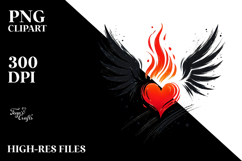 Paintbrush Heart with Wings PNG Product Image 2