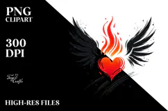 Paintbrush Heart with Wings PNG Product Image 2