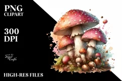 Detailed Mushroom Watercolor Splash PNG Product Image 3
