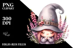 Cute GNOME with Peonies Flower PNG Product Image 2