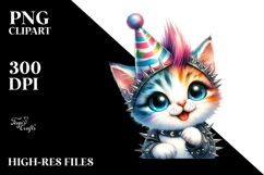 Cute Baby Kitten with Party Hat PNG Product Image 2
