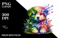 Abstract Vibrant Watercolor Puppy PNG Product Image 1