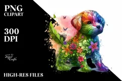 Abstract Vibrant Watercolor Puppy PNG Product Image 1
