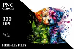 Abstract Vibrant Watercolor Puppy PNG Product Image 3