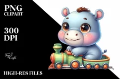 Colorful Babies Watercolor Hippo | Sublimation | Clipart Product Image 3