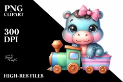 Colorful Babies Watercolor Hippo | Sublimation | Clipart Product Image 3