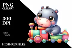 Colorful Babies Watercolor Hippo | Sublimation | Clipart Product Image 1