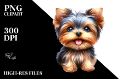 Happy Yorkshire Terrier Puppy PNG Product Image 2