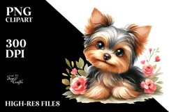 Watercolor Baby Yorkshire Terrier PNG Product Image 2