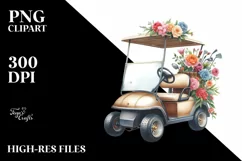 Vintage Golf Cart Flowers Decor | Sublimation Clipart Product Image 3