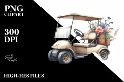 Vintage Golf Cart Flowers Decor | Sublimation Clipart Product Image 3