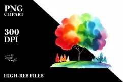Colorful Watercolor Rainbow Trees | Sublimation | Clipart Product Image 3