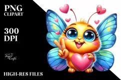 Vibrant Smiling Butterfly Love | Sublimation Clipart Product Image 3