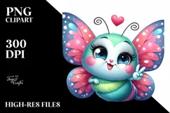 Vibrant Smiling Butterfly Love | Sublimation Clipart Product Image 1