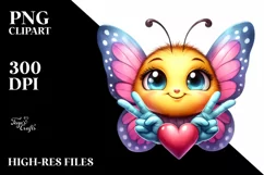 Vibrant Smiling Butterfly Love | Sublimation Clipart Product Image 1