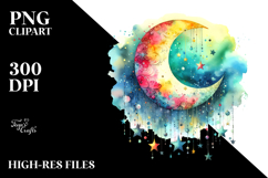 Colorful Half Moon Drawing PNG Product Image 2