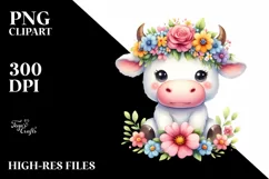 Watercolor Pastel Cow | Flower Crown Product Image 1
